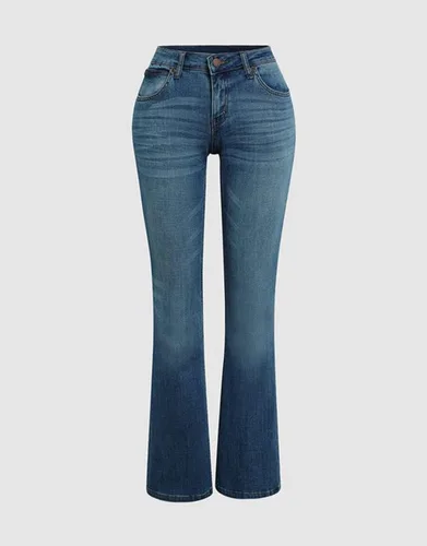 Vista 5 de Flamingals Jeans de levantamiento de glúteos, elásticos, casuales, para otoño e invierno, jeans de moda para mujer