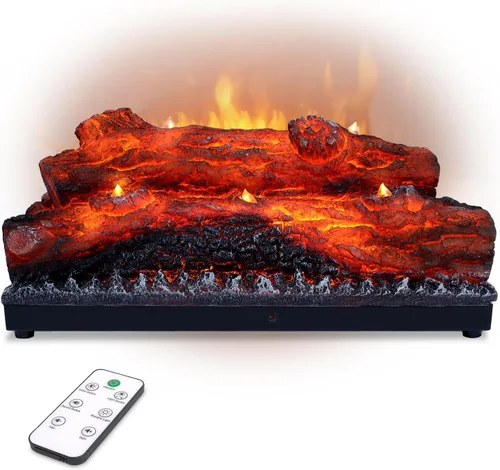 Vista 8 de Chimenea eléctrica con efecto de llama realista, bloque de llama incrustado de 21.46 x 9.45 x 8.27 pulgadas, control remoto USB, colocación