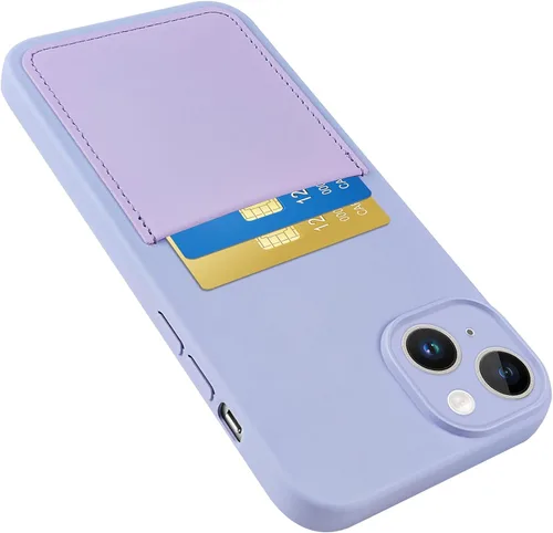 Vista 7 de Funda diseñada para iPhone 15 Pro con tarjetero para mujeres y hombres, cubierta de silicona suave [forro de microfibra], protección completa