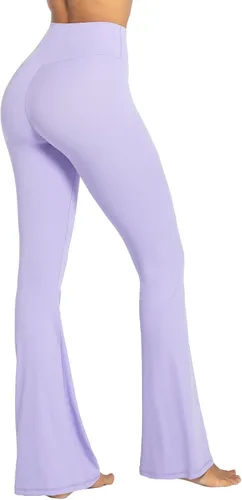 Vista 4 de Sunzel Leggings acampanados, pantalones de yoga cruzados con control de abdomen, cintura alta y pierna ancha
