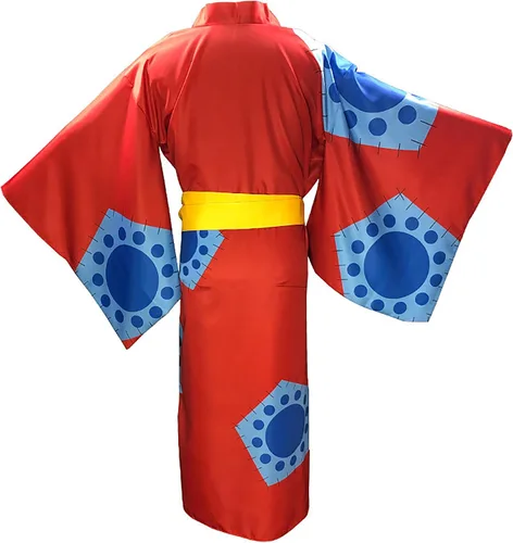 Vista 3 de Emyzkc Disfraz de kimono de mono D Luffy para cosplay de anime, capa de campo, para Halloween, juego de roles
