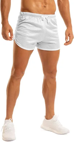 Vista 5 de Ouber Pantalones cortos ajustados para hombre, culturismo, entrenamiento, gimnasio, correr, pantalones cortos ajustados