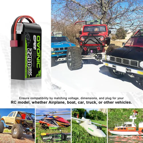 Vista 5 de OVONIC 3S - Batería LiPo corta de 11.1 V 2200 mAh 120C con enchufe en T estilo Dean para coche RC, camión RC, avión, helicóptero, barco, carreras
