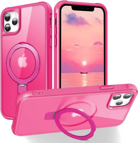 Vista 139 de CHAOFEnG Funda magnética compatible con iPhone 11 con soporte, prueba de caídas de grado militar, compatible con imán, anillo translúcido, parte