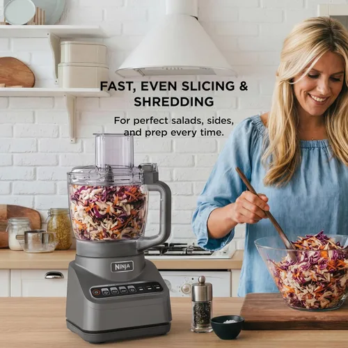 Vista 6 de Ninja procesador de alimentos, Professional Plus, 1000 vatios de potencia pico, 4 funciones para picar, cortar, purés y masa con recipiente