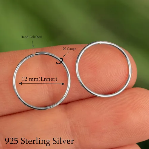 Vista 150 de Aretes de aro de oro de plata – Aretes de aro para mujer, dos piezas de aros de plata fina rellenos de oro, aro de hélice, anillo de tragus, aro