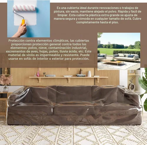 Vista 7 de Imperius Funda de sofá transparente gruesa resistente al agua, cubierta de plástico impermeable para sofá, funda de sofá de vinilo para evitar