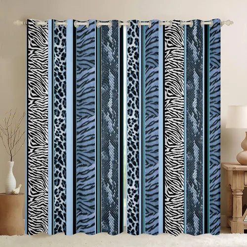Vista 9 de Feelyou Cortinas de ventana de leopardo para decoración de dormitorio, cortina de guepardo africano, diseño de leopardo arcoíris, cortinas de Multi
