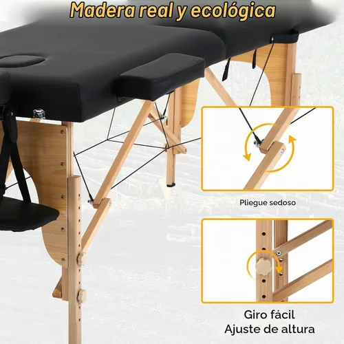 Vista 4 de Mesa de masaje, mesas de masaje portátiles con funda de transporte, cama de spa más suave, mesa de masaje de madera resistente, cama de pestañas