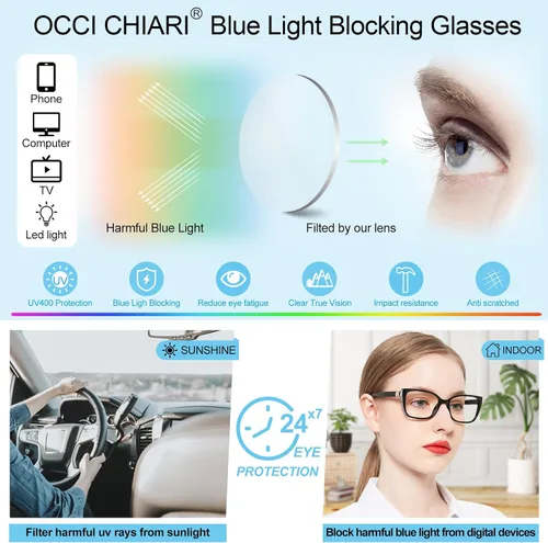 Vista 4 de OCCI CHIARI Gafas de lectura bifocales progresivas para mujer, transición, multifocales, bloqueador azul