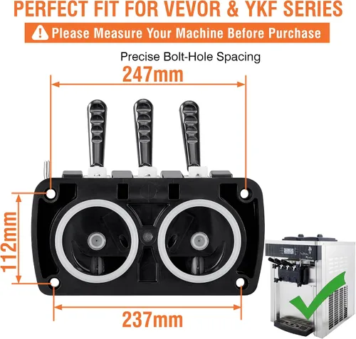 Vista 3 de Puerta de descarga dispensadora de panel frontal compatible con máquinas de helado VEVOR YKF Soft Serve - Montaje completo de placa frontal con 3