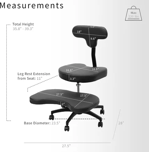 Vista 3 de VIVO Silla de oficina móvil con patas cruzadas con soporte trasero para yoga meditación ADHD, altura ajustable, negro, CHAIR-CL02B