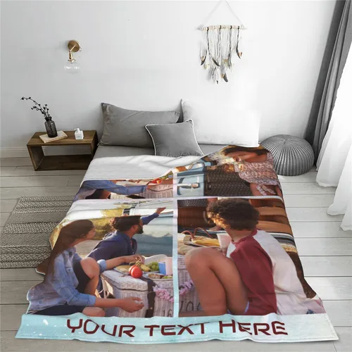 Vista 3 de Abybela Mantas personalizadas con fotos, mantas con fotos personalizadas con mis propias fotos, manta personalizada regalos para el día de la madre