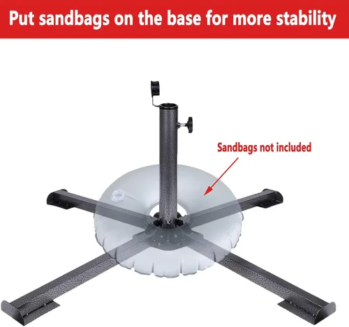 Vista 4 de Soporte de anclaje plegable para patio, ajustable, portátil, anclaje de playa, hierro templado, resistente, soporte para sombrilla de patio al aire