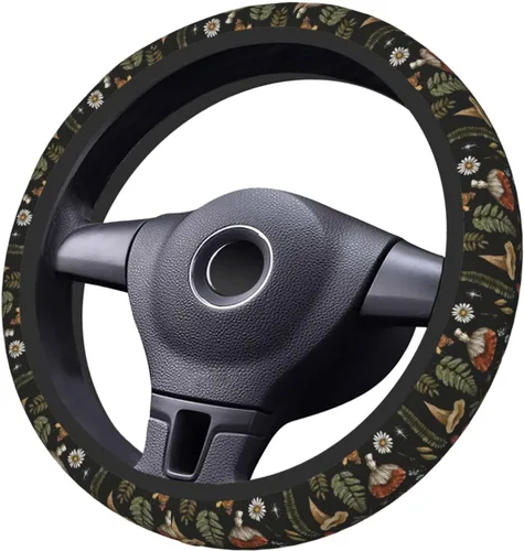Vista 3 de Funda para volante de plantas de helecho de brujería retro de hongos para mujeres, hombres y niñas, accesorios de automóvil, decoración 1