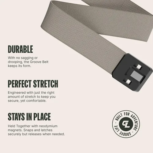 Vista 3 de Groove Life - Cinturón de nailon elástico para hombre con hebilla magnética de aluminio