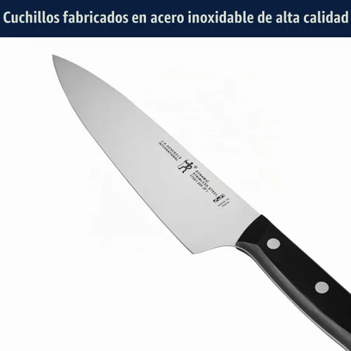 Vista 4 de HENCKELS Dynamic Razor-Sharp - Juego de cuchillos de 12 piezas, cuchillo de chef, cuchillo de pan, cuchillo de carne, diseño alemán informado por