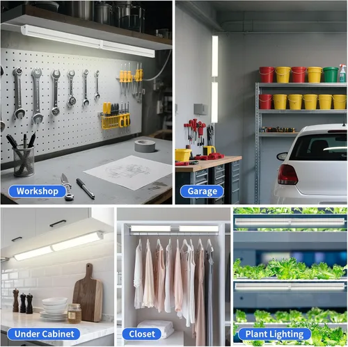 Vista 7 de Paquete de 2 luces LED de esquina mejoradas, 20 W, 2300 lúmenes, 4000 K, múltiples modos de uso, enchufar debajo del gabinete, iluminación