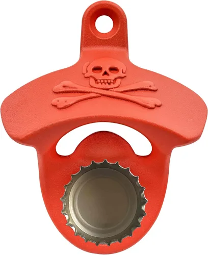 Vista 6 de Abridor magnético de tapa de botella de cola montado en la pared cráneo retro Imanes potentes incrustados, Rustpoof, con scres, colgante de pared