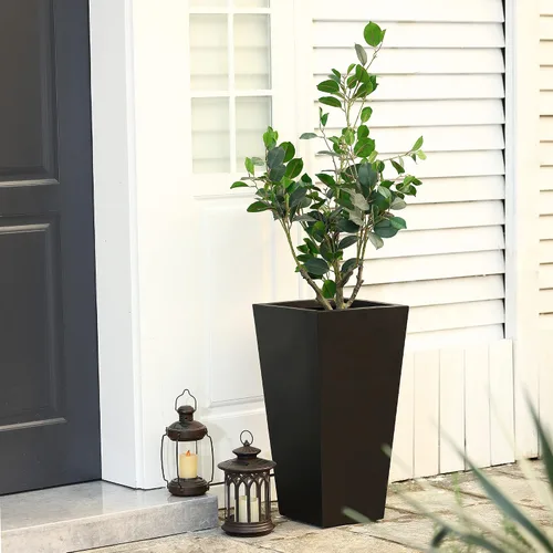 Vista 6 de LuxenHome - Macetas altas para plantas de interior, macetas cónicas negras para plantas de exterior, macetas de 18.5 pulgadas para exteriores e