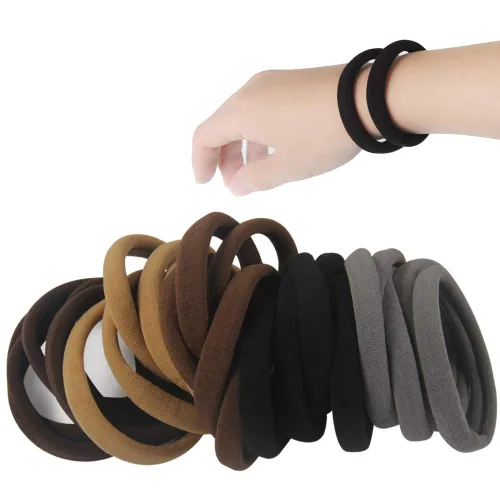 Vista 7 de Lazos gruesos sin costuras, bandas elásticas para el cabello, bandas elásticas para el cabello, bandas elásticas de algodón para cabello grueso