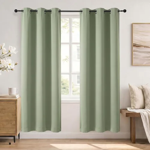 Vista 133 de Simplebrand Cortinas blancas puras de 96 pulgadas de largo para oscurecer la habitación, juego de 2 paneles para dormitorio/sala de estar, bloqueo