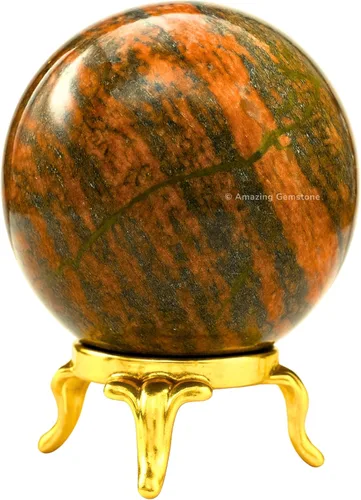 Vista 38 de Amazing Gemstone Bola de cristal de Amazonita con soporte, bolas de meditación de esfera de cristal de 2 pulgadas para brujería y bolas decorativas