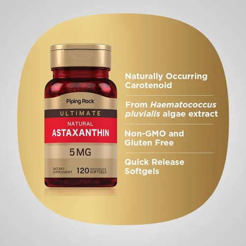 Vista 4 de Piping Rock Suplementos de astaxantina de 5 mg 120 cápsulas blandas Sin OMG, sin gluten