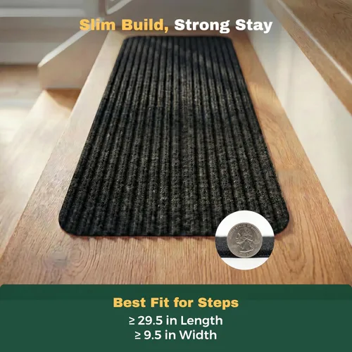 Vista 7 de MBIGM Alfombra antideslizante para peldaños de 30 x 30 pulgadas, alfombra de seguridad antideslizante y resistente al deslizamiento, color negro