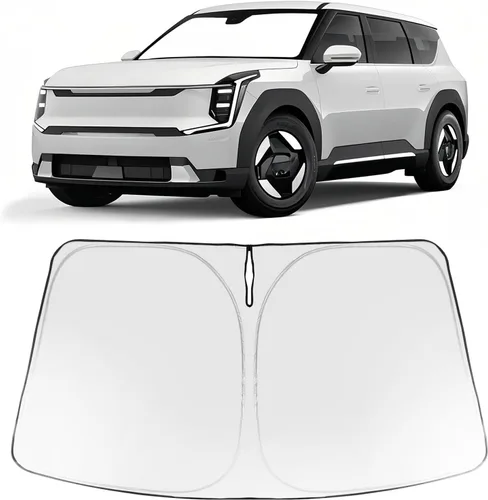 Vista 121 de Proadsy Parasol para parabrisas Rivian R1S 2022-2025 2026 de 4 capas plegable, protector de parasol frontal que bloquea los rayos UV, mantiene