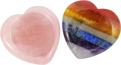 Vista 2 de 2 piedras de corazón preocupadas por la ansiedad, bolsillo en la palma del pulgar, meditación de energía positiva, cristal curativo de chakras, 7
