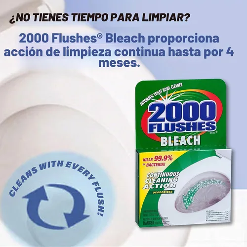 Vista 2 de Limpiador de inodoros antibacterial Bleach de 2000 Flushes, automático y con cloro, paquete de de 1, 1