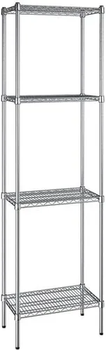 Vista 6 de Kit de 4 estantes de epoxi verde NSF de 21 x 72 pulgadas con postes de 86 pulgadas, estantería de almacenamiento resistente, kit de estantería
