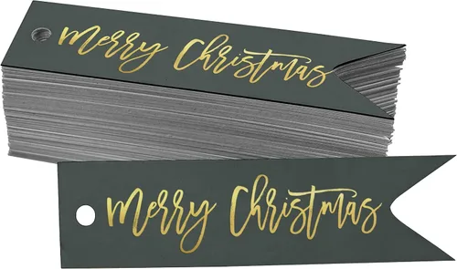 Vista 12 de Etiquetas colgantes con texto en inglés «Merry Christmas» para botellas de papel de aluminio, paquete de 50 unidades Aqua Blue