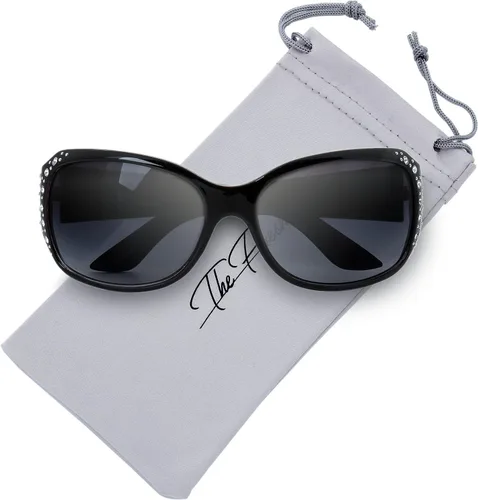 Vista 2 de The Fresh Gafas de sol clásicas de moda con diamantes de imitación de moda con caja de regalo