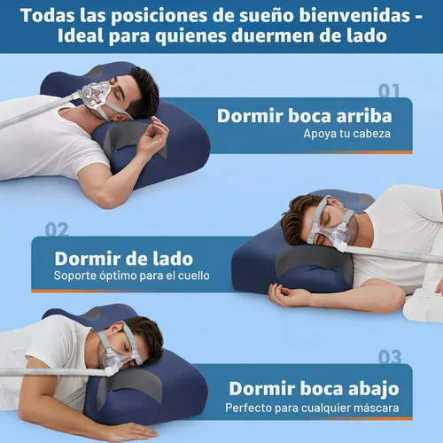 Vista 4 de Almohada CPAP para personas que duermen de lado y espalda – Almohada cervical ajustable de espuma viscoelástica para apoyo del cuello y un mejor