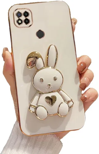 Vista 91 de Funda con soporte de conejo de corazón para Xiaomi Redmi A1, galvanizado suave TPU protector delgado a prueba de golpes con lindo conejito soporte