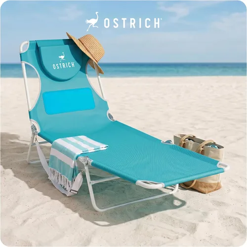 Vista 9 de Silla plegable Ostrich para damas, tumbona de playa, camping, piscina, bronceado, color aqua