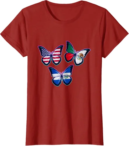 Vista 72 de Multiculti Heritage. Camiseta El Salvador México y Estados Unidos