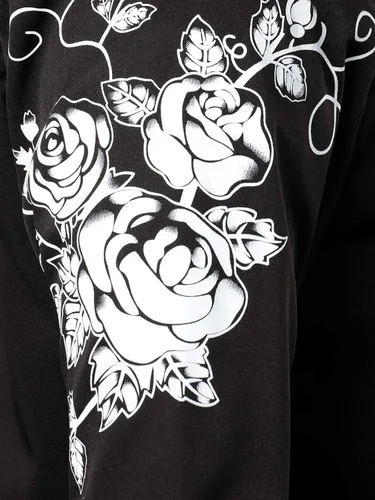 Vista 5 de ZEROYAA Camisas de vestir de manga larga con botones y estampado floral de rosa hipster para hombre