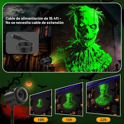 Vista 3 de Luces de proyector de Halloween 12 en 1, luz de proyección dinámica