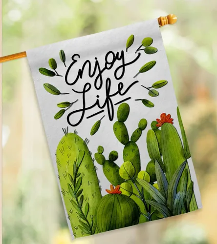 Vista 9 de Breeze Decor Cactus Life House Bandera Regional Suroeste Desierto País Suculenta Decoración de Área Particular Banner Pequeño Jardín Patio Regalo