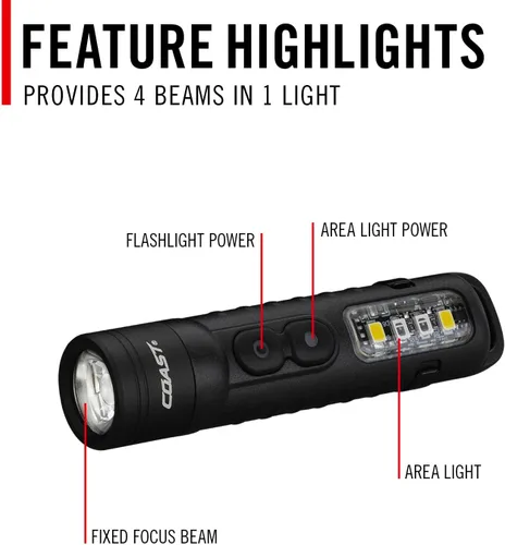 Vista 6 de Coast KL30R linterna LED recargable de bolsillo de 500 lúmenes con luz UV