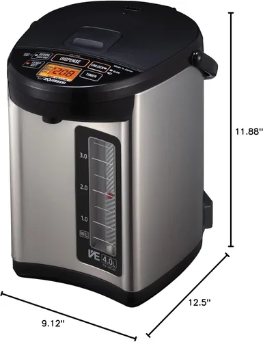 Vista 9 de Zojirushi Hervidor y calentador de agua de 4.0 litros (negro acero inoxidable) Aislamiento híbrido VE, modo de temperatura rápida, pantalla LCD
