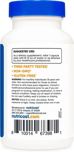 Vista 4 de Nutricost Serrapeptase 40,000 SPU, 120 cápsulas - Sin gluten, sin OMG y apto para vegetarianos