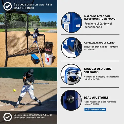 Vista 4 de BATA Baseball and Softball Combo Wheel Pitching Machine, Youth and Adult Automatic Pitch Machine for Baseballs and Softballs, Practice Training