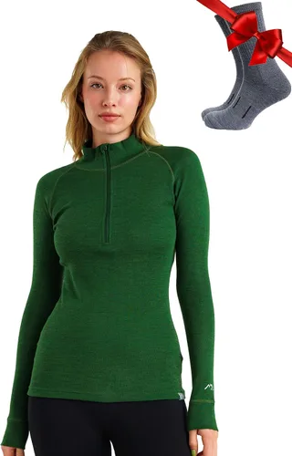Vista 16 de Suéter 100% de lana merino con cremallera para mujer, capa base térmica con . 250 negro