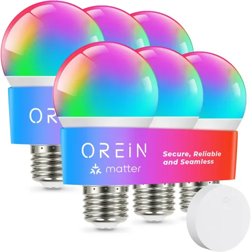 Vista 14 de OREiN Matter - Bombilla inteligente, bombillas inteligentes con control remoto que funcionan con Apple Home, Alexa, Google Home, SmartThings