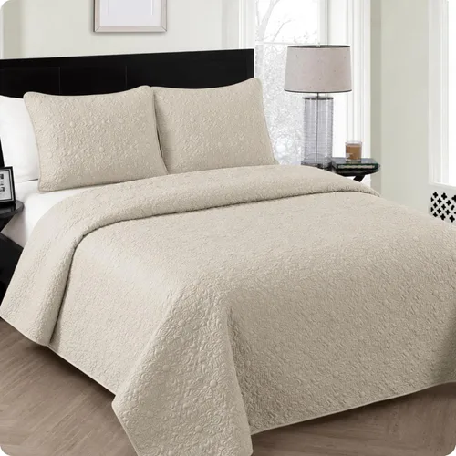 Vista 5 de VCNY Home Edredón para cama individual – Edredón individual alternativo de 2 piezas, colcha floral con funda (Caroline, ropa de cama gris)