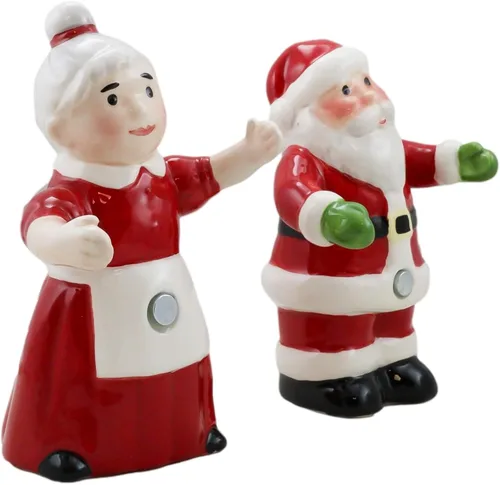 Vista 6 de Ebros Gift 'Tis The Season Dancing Mr And Mrs Santa Claus - Juego de saleros y pimenteros de Navidad para parejas, figuras de cerámica, fiesta